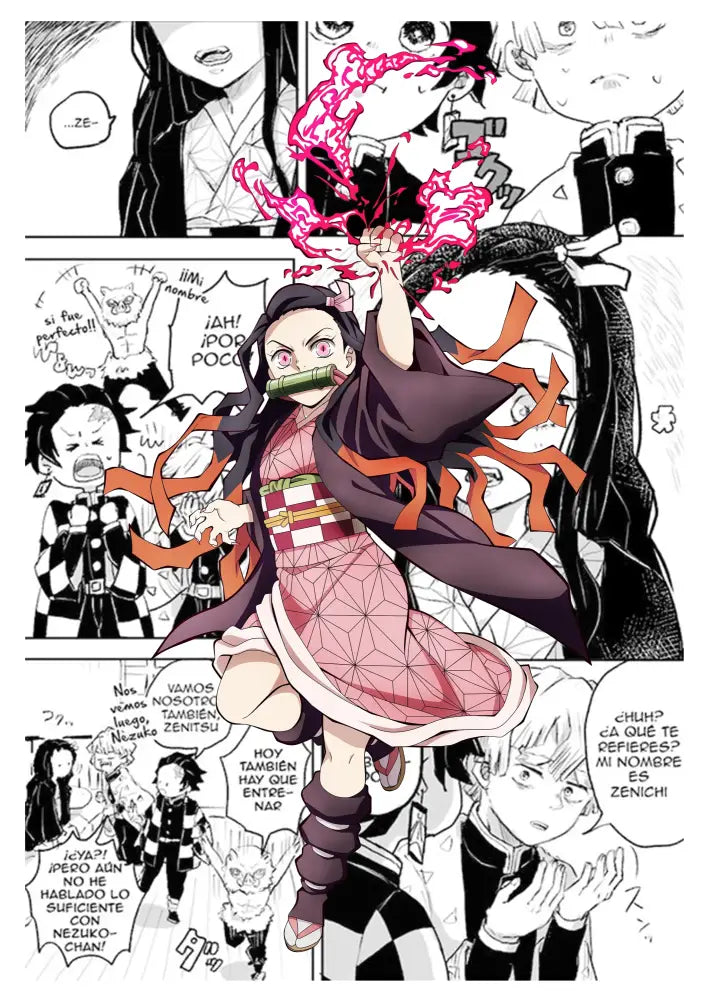 Framed demon slayer canvas poster set bedroom wall decor
