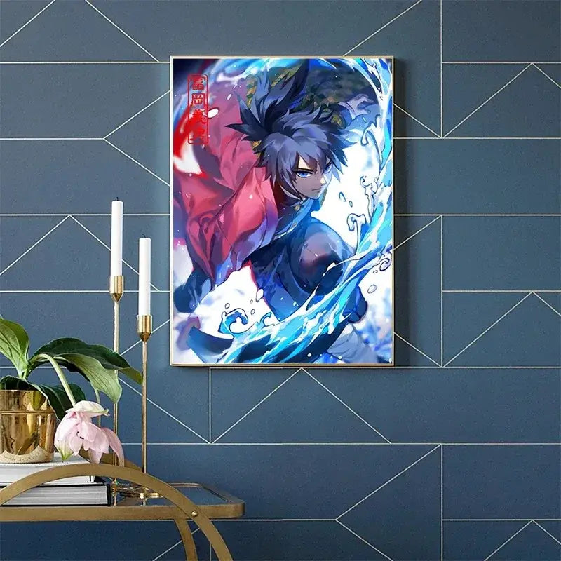 Demon slayer rengoku art poster canvas for bedroom action decor