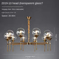 Modern brass designer metal chandelier living room smoked glass globes