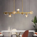 Modern gold diamond crystal linear restaurant island lamp dining room