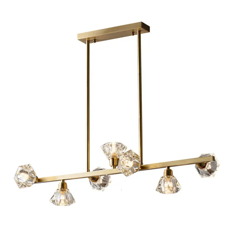 Modern gold diamond crystal linear restaurant island lamp dining room