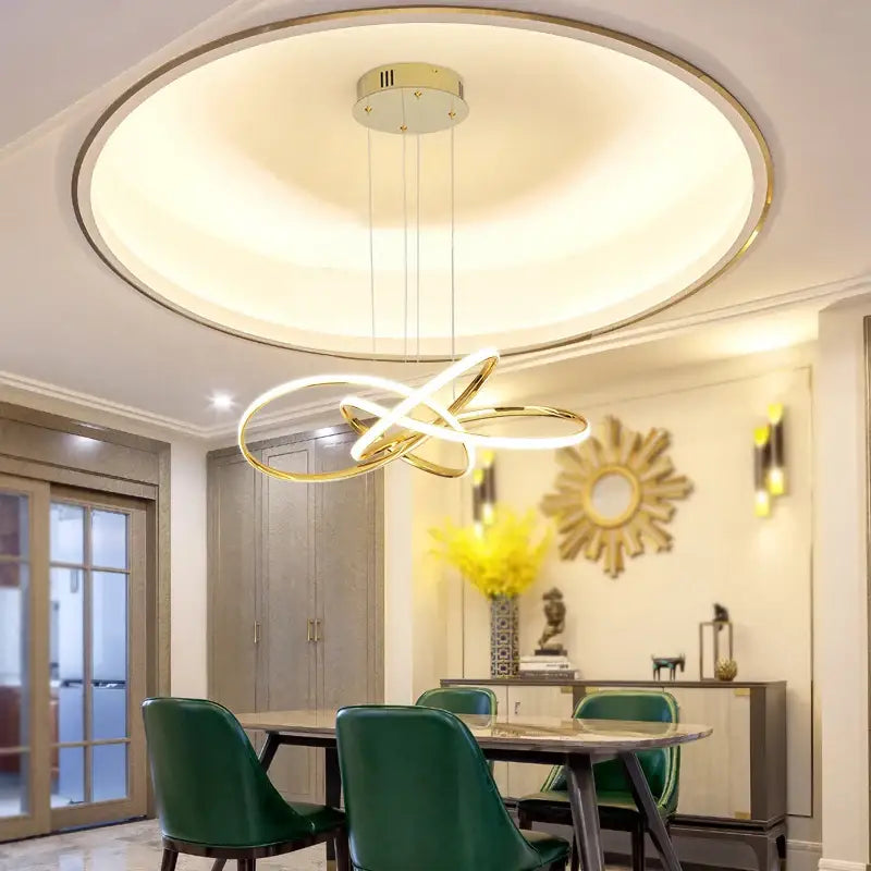 Modern dimmable gold ring chandelier for dining room