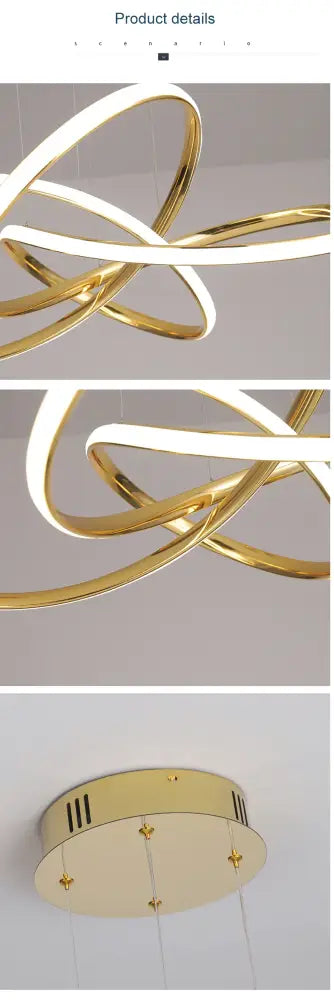 Modern dimmable gold ring chandelier for dining room