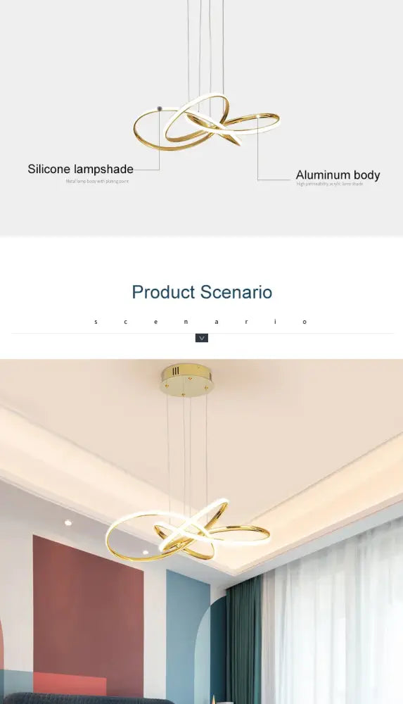 Modern dimmable gold ring chandelier for dining room