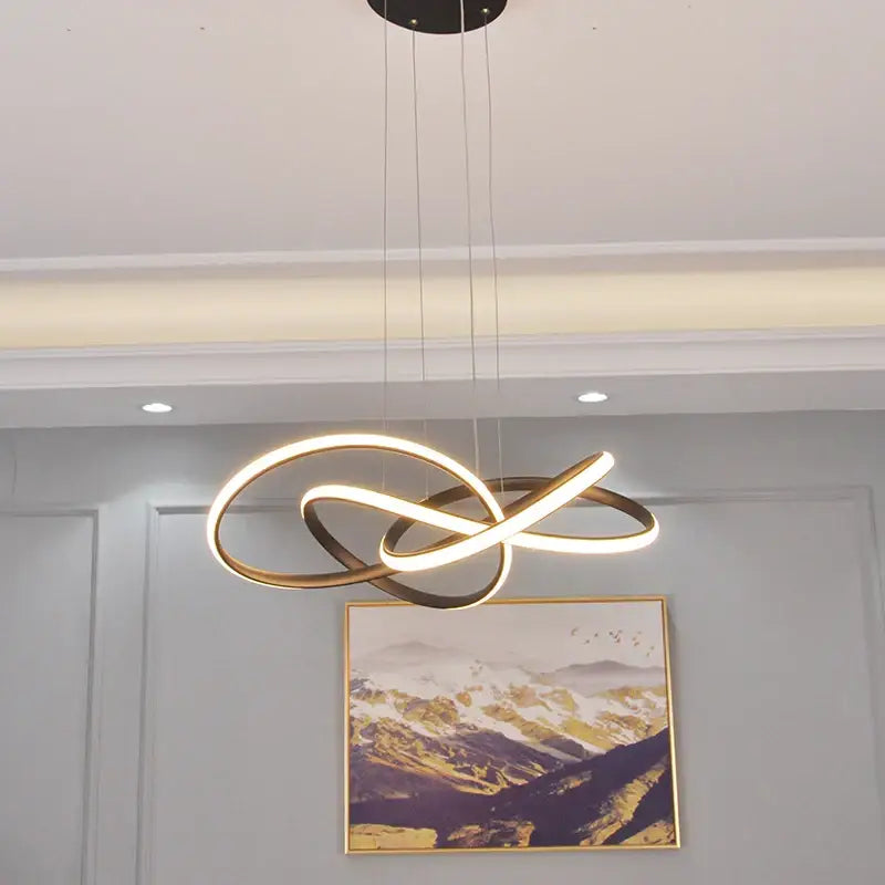 Modern dimmable gold ring chandelier for dining room
