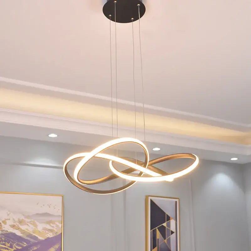 Modern dimmable gold ring chandelier for dining room