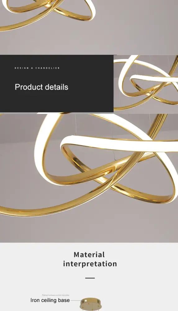 Modern dimmable gold ring chandelier for dining room