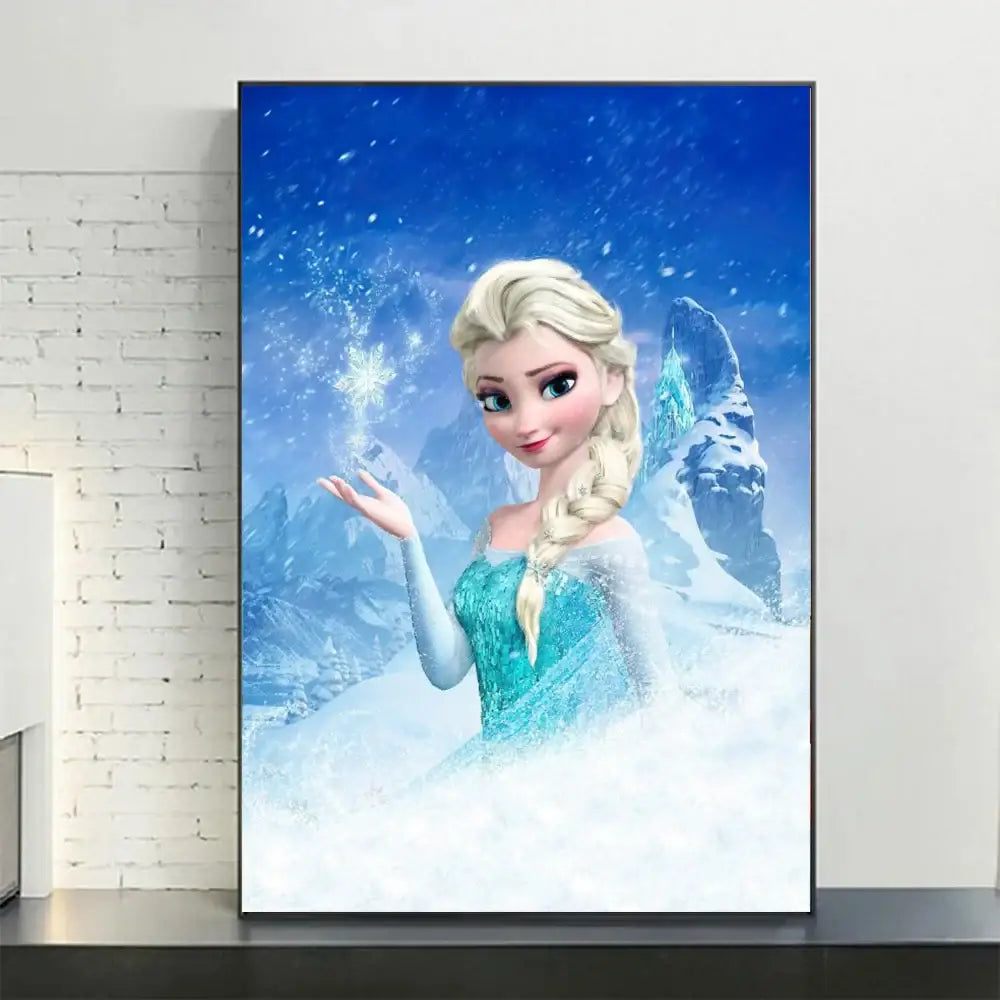 Pink floral disney frozen elsa canvas diamond painting bedroom art