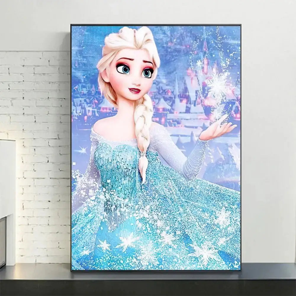 Pink floral disney frozen elsa canvas diamond painting bedroom art