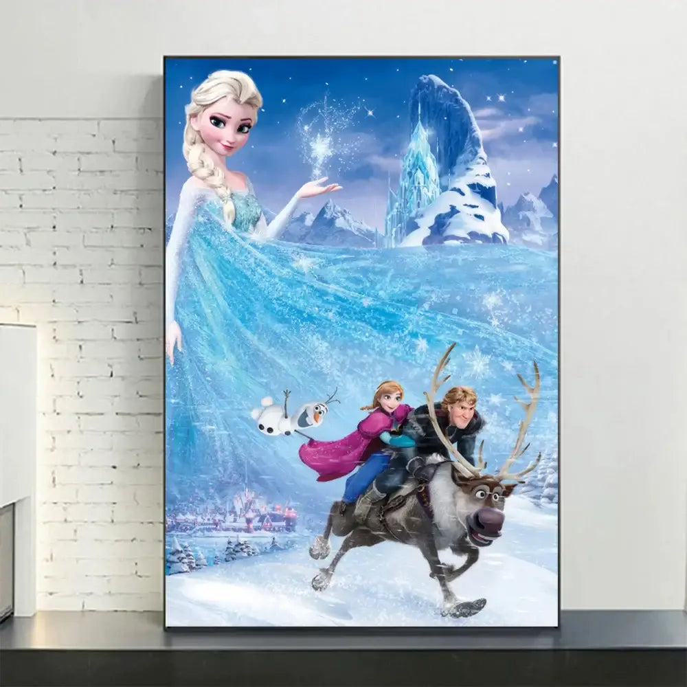 Pink floral disney frozen elsa canvas diamond painting bedroom art