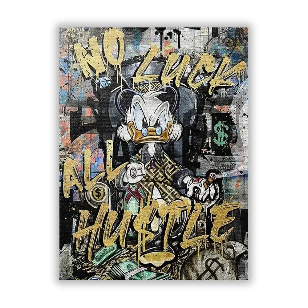 Graffiti disney marvel donald duck framed canvas art living room decor