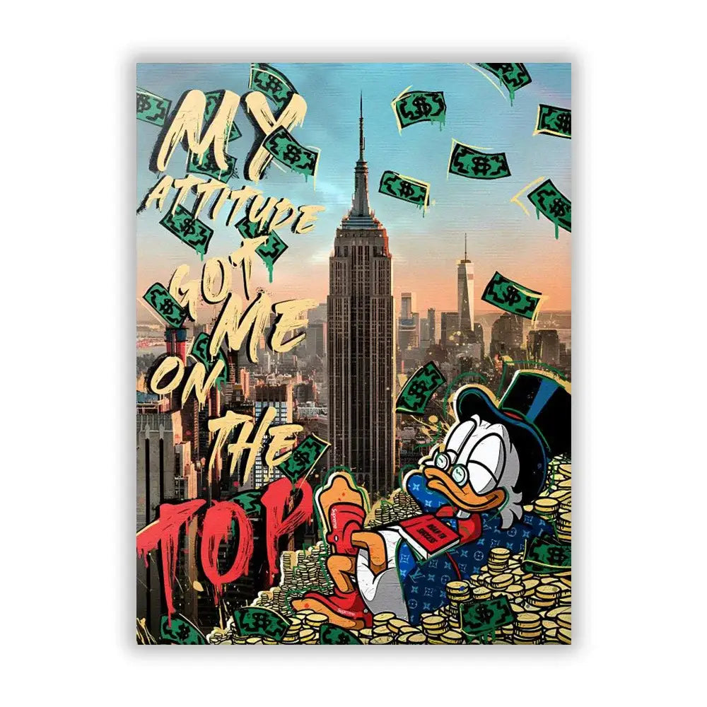 Graffiti disney marvel donald duck framed canvas art living room decor