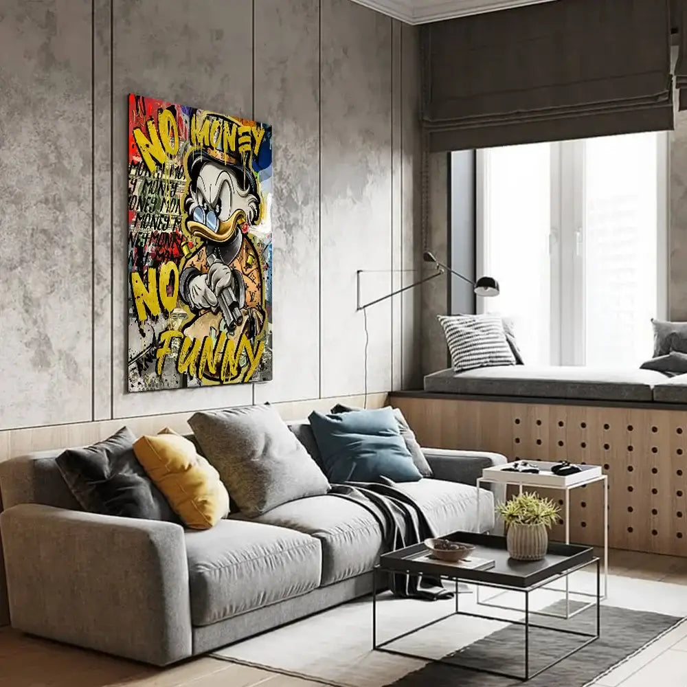 Graffiti disney marvel donald duck framed canvas art living room decor