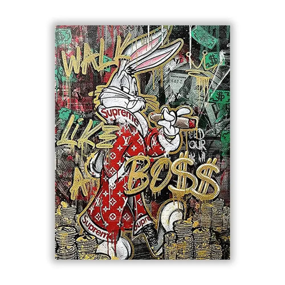 Graffiti disney marvel donald duck framed canvas art living room decor
