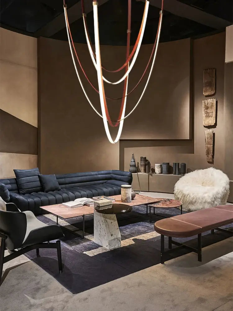 Minimalist metallic flexible leather belt wall lamp bedroom light