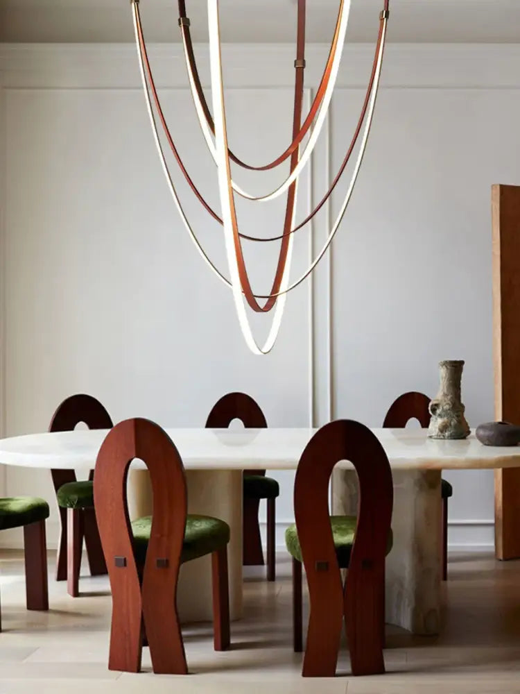 Minimalist metallic flexible leather belt wall lamp bedroom light