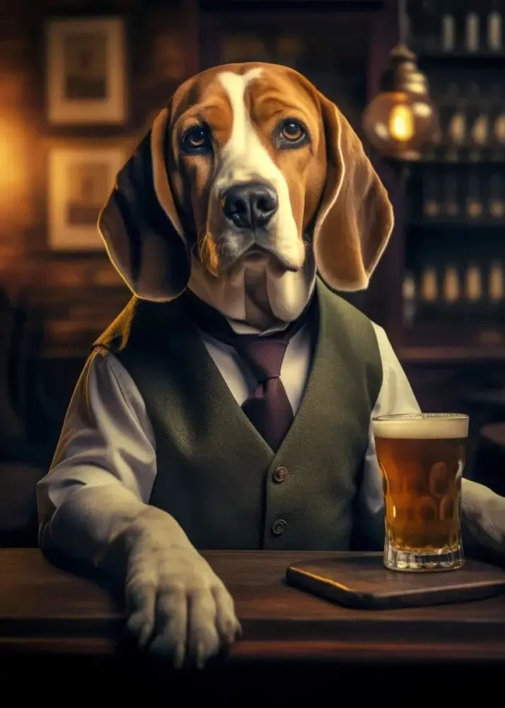 Pug in vest dog pub canvas wall art for home bar or living room