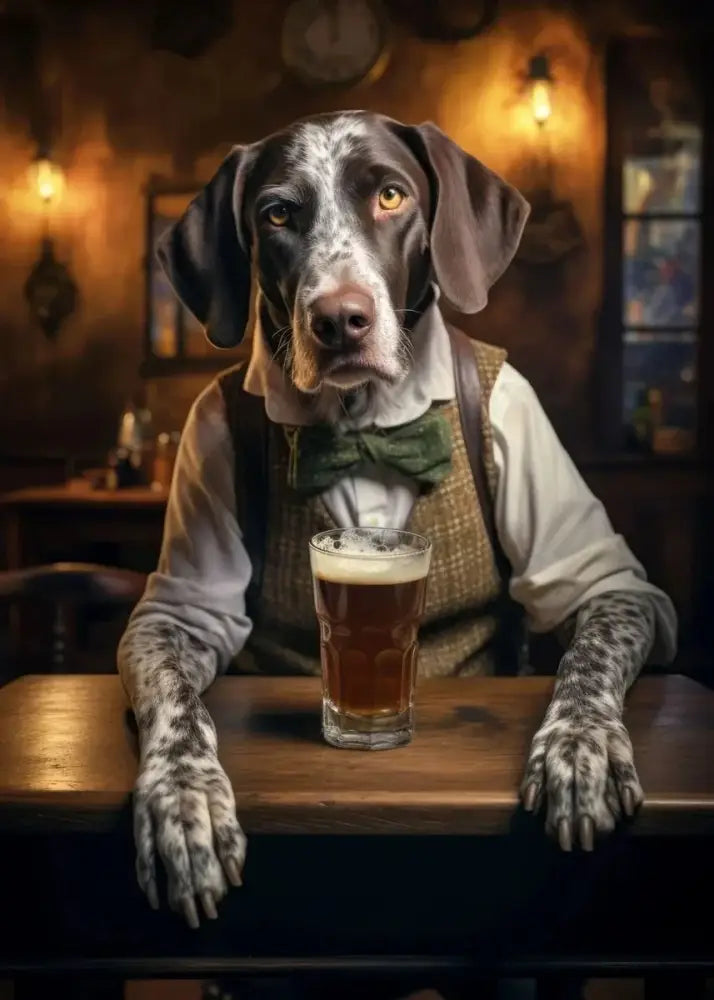 Pug in vest dog pub canvas wall art for home bar or living room