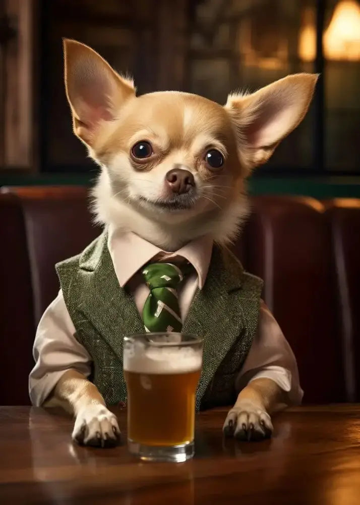 Pug in vest dog pub canvas wall art for home bar or living room