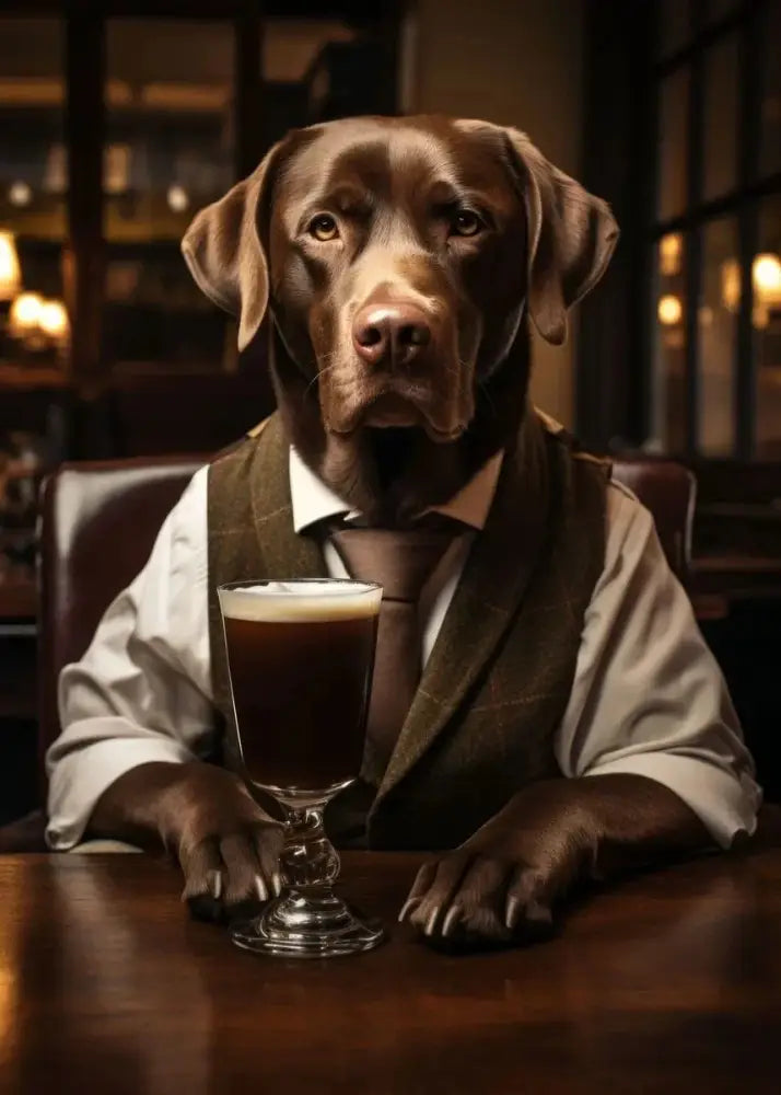 Pug in vest dog pub canvas wall art for home bar or living room