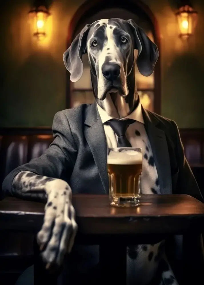 Pug in vest dog pub canvas wall art for home bar or living room