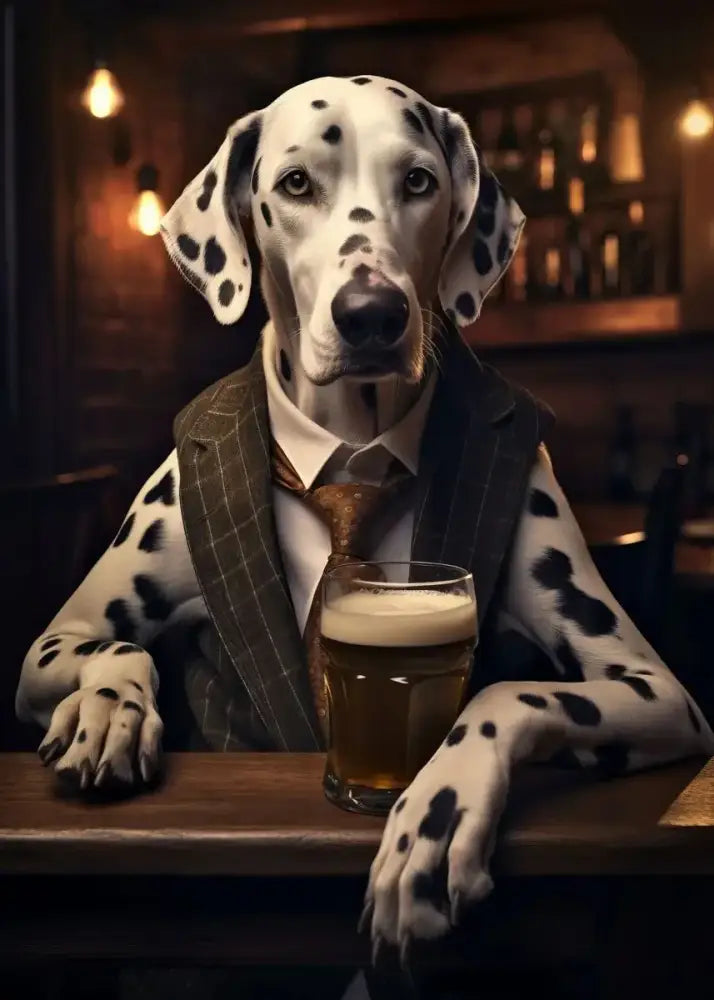 Pug in vest dog pub canvas wall art for home bar or living room