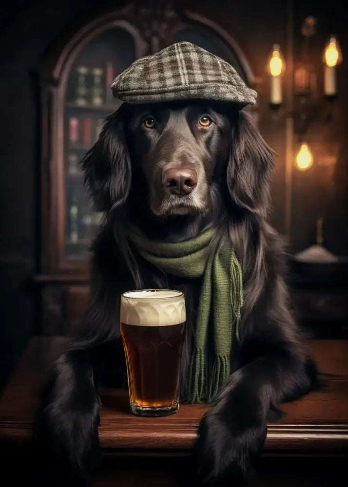 Pug in vest dog pub canvas wall art for home bar or living room