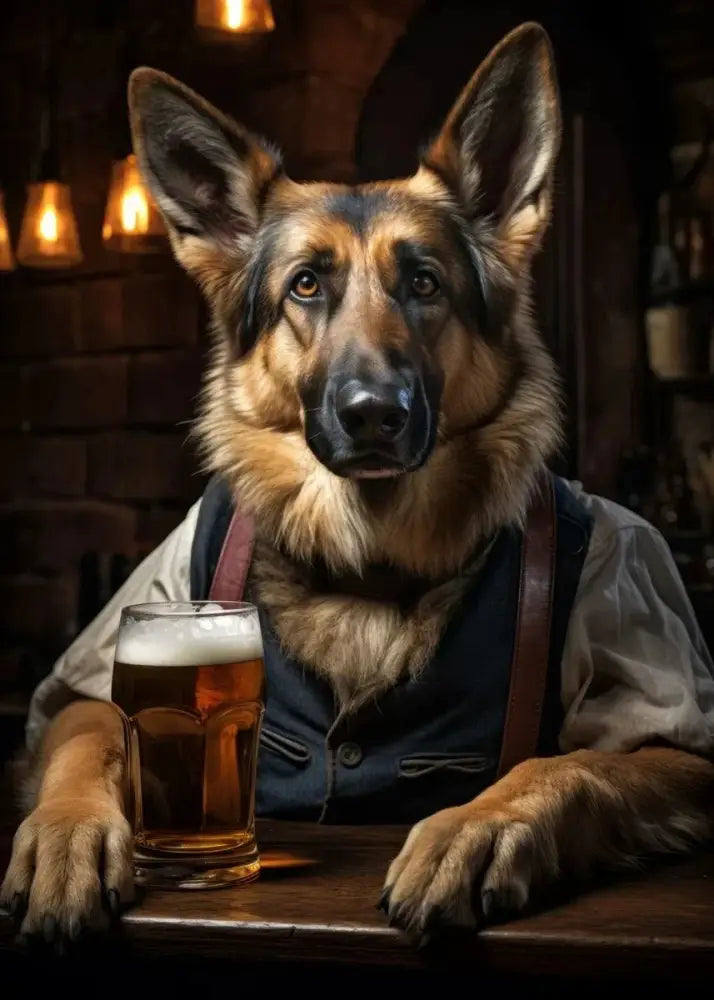 Pug in vest dog pub canvas wall art for home bar or living room