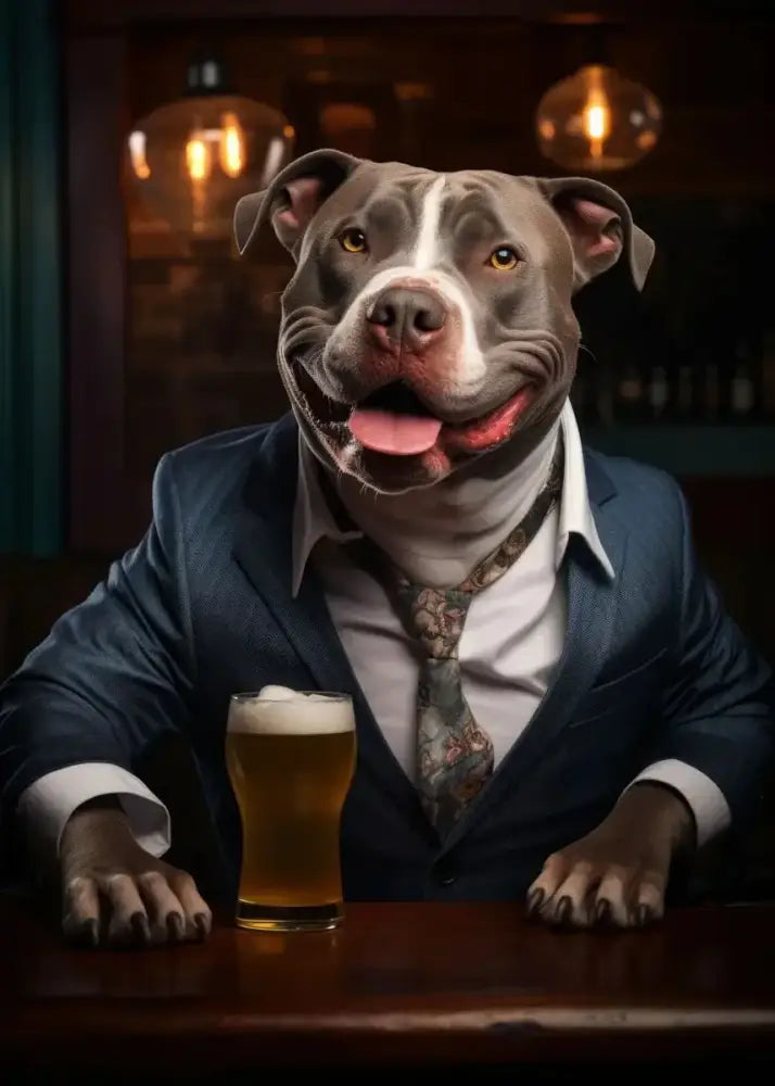 Pug in vest dog pub canvas wall art for home bar or living room