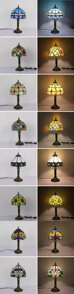 Retro baroque led table lamps stained glass bedroom desk lights
