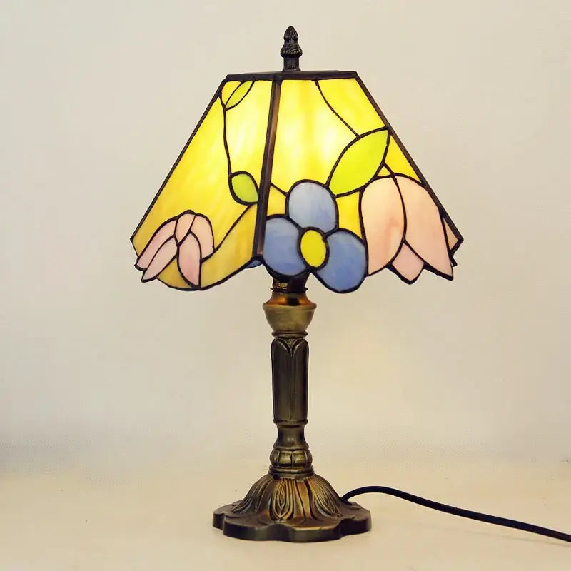 Retro baroque led table lamps stained glass bedroom desk lights