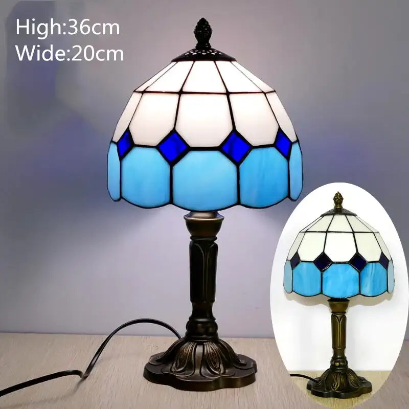 Retro baroque led table lamps stained glass bedroom desk lights