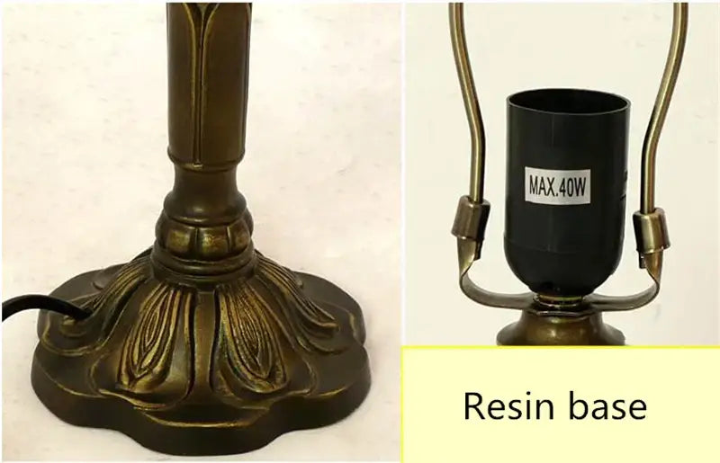 Retro baroque led table lamps stained glass bedroom desk lights