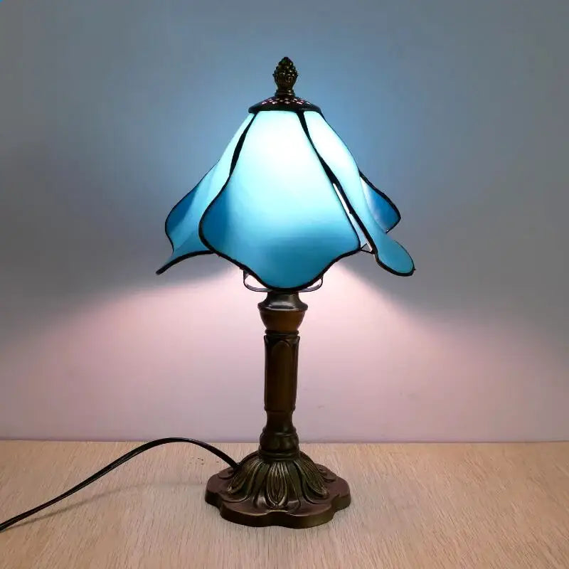 Retro baroque led table lamps stained glass bedroom desk lights