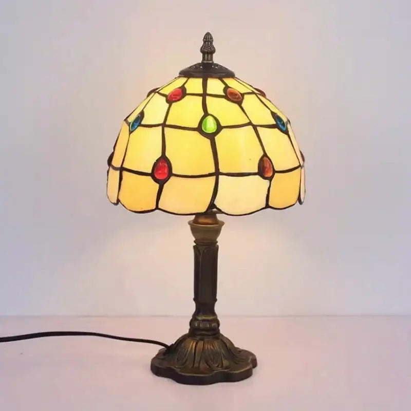 Retro baroque led table lamps stained glass bedroom desk lights
