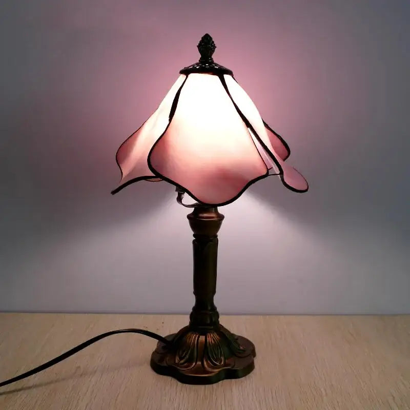 Retro baroque led table lamps stained glass bedroom desk lights