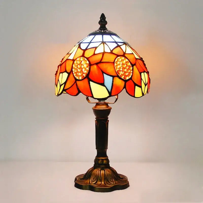 Retro baroque led table lamps stained glass bedroom desk lights