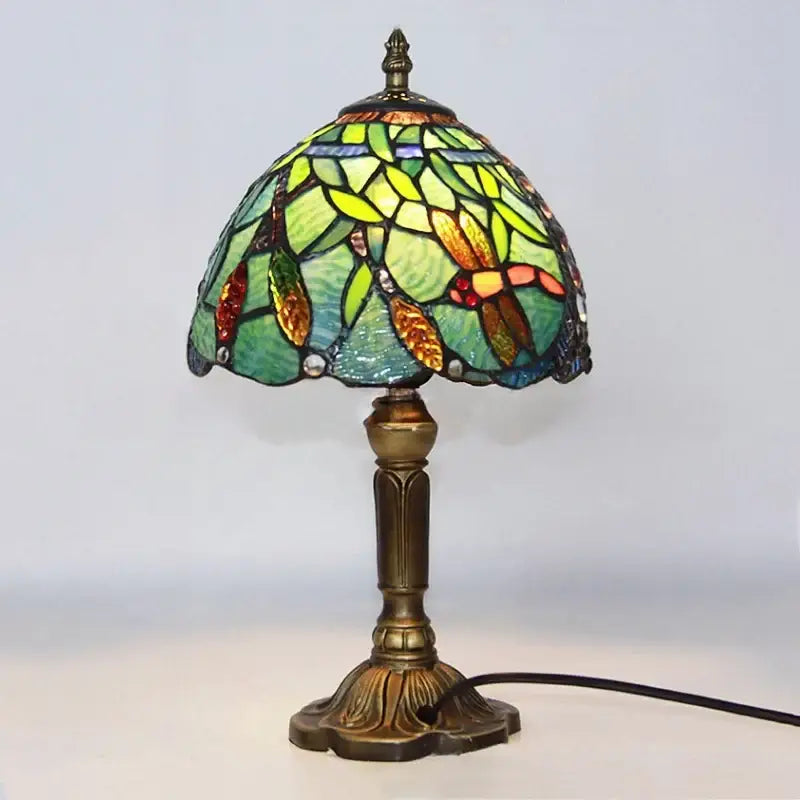 Retro baroque led table lamps stained glass bedroom desk lights
