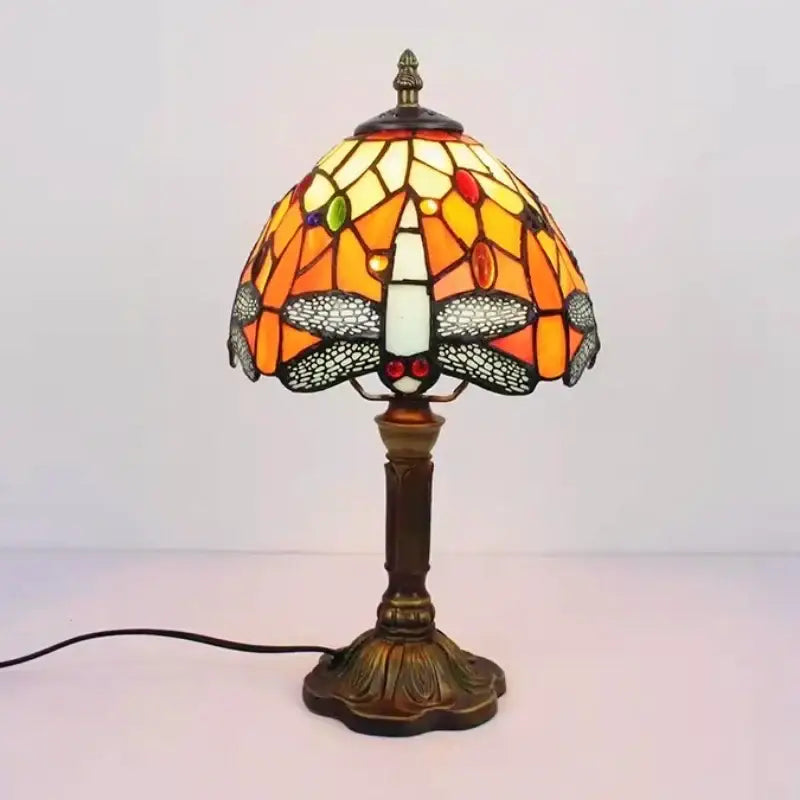 Retro baroque led table lamps stained glass bedroom desk lights