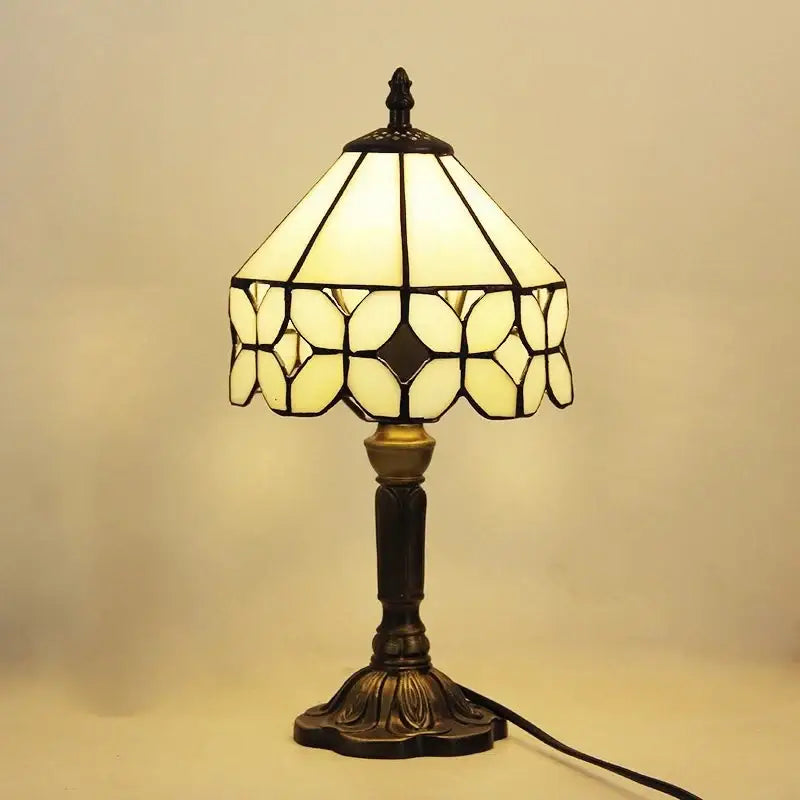 Retro baroque led table lamps stained glass bedroom desk lights