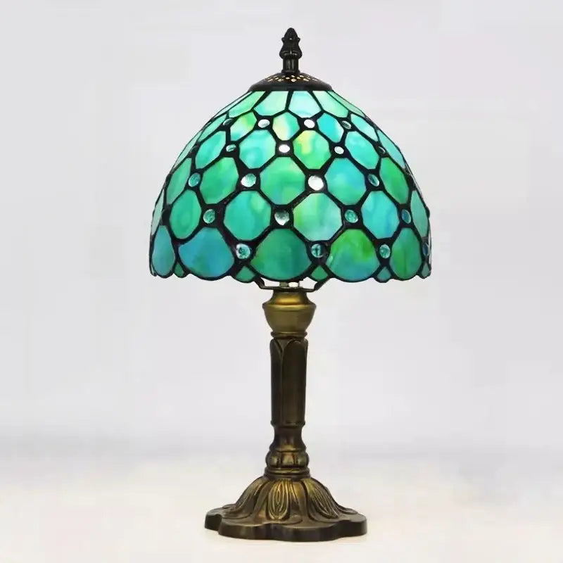 Retro baroque led table lamps stained glass bedroom desk lights