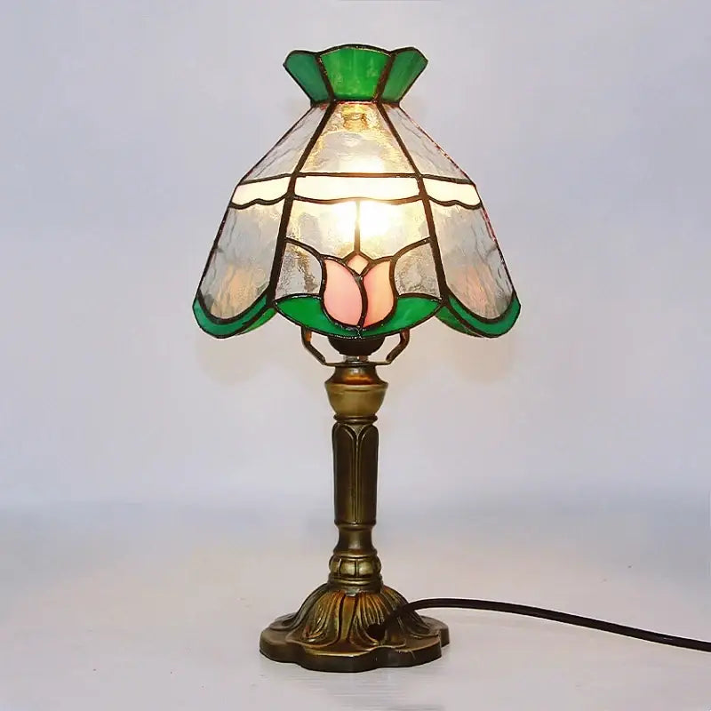 Retro baroque led table lamps stained glass bedroom desk lights