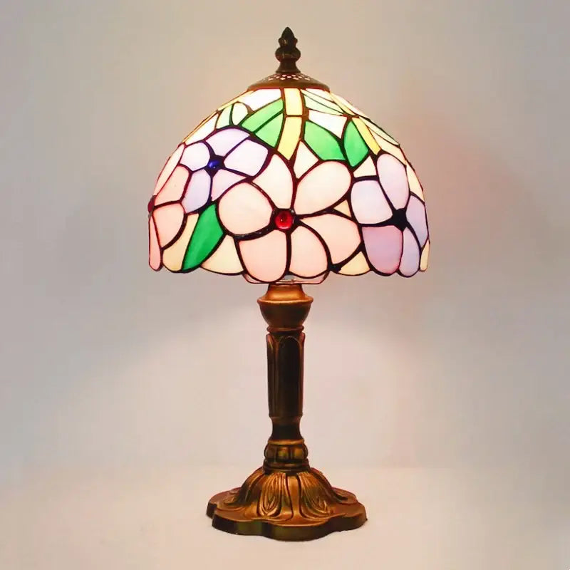 Retro baroque led table lamps stained glass bedroom desk lights