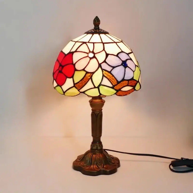 Retro baroque led table lamps stained glass bedroom desk lights