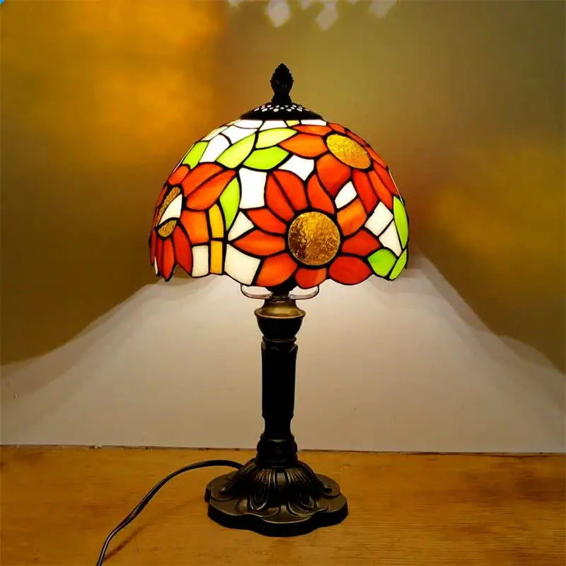 Retro baroque led table lamps stained glass bedroom desk lights