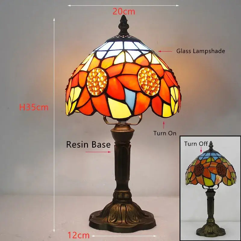 Retro baroque led table lamps stained glass bedroom desk lights