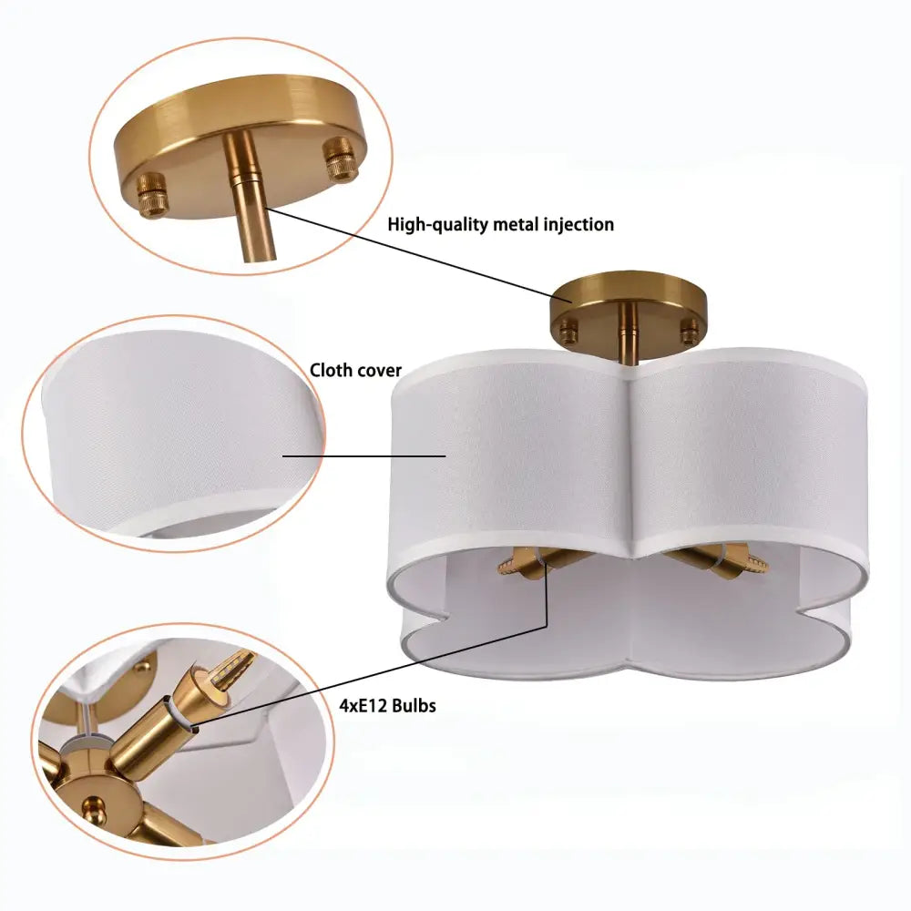 Elegant gold 4-light ceiling light fixture for bedroom