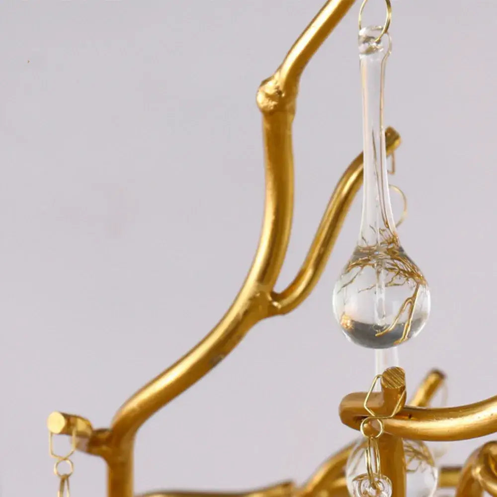 Elegant gold crystal chandelier for living room with branching arms