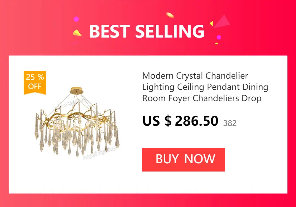Elegant gold crystal chandelier for living room aluminum pendant