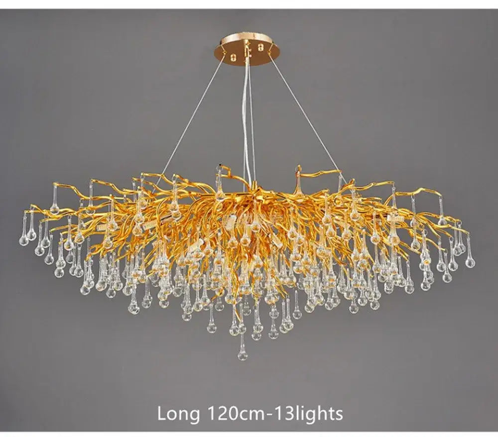 Elegant gold crystal chandelier for living room aluminum pendant
